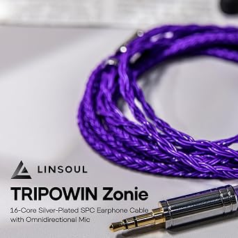 Linsoul Tripowin Zonie IEM Cable, 16 Core Silver Plated Earphone Upgraded Cords, 1.25m SPC in Ear Monitor Cable for KZ ZS10 PRO 2 AS10 PRO Tangzu Waner SIMGOT EM6L(Recessed 2pin, 4.4mm)(Violet) | 4.10 ft SPC in Ear Monitor Cable for KZ ZS10 Pro 2 AS10 Pro Tangzu Wan'er SIMGOT EM6L,Purple