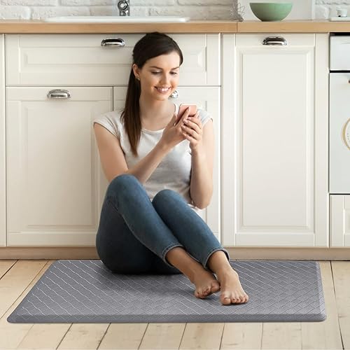 Vista 139 de HappyTrends - Tapete acolchado antifatiga de 17.3 x 28 pulgadas, grueso, impermeable, antideslizante, resistente, ergonómico, cómodo, para cocina
