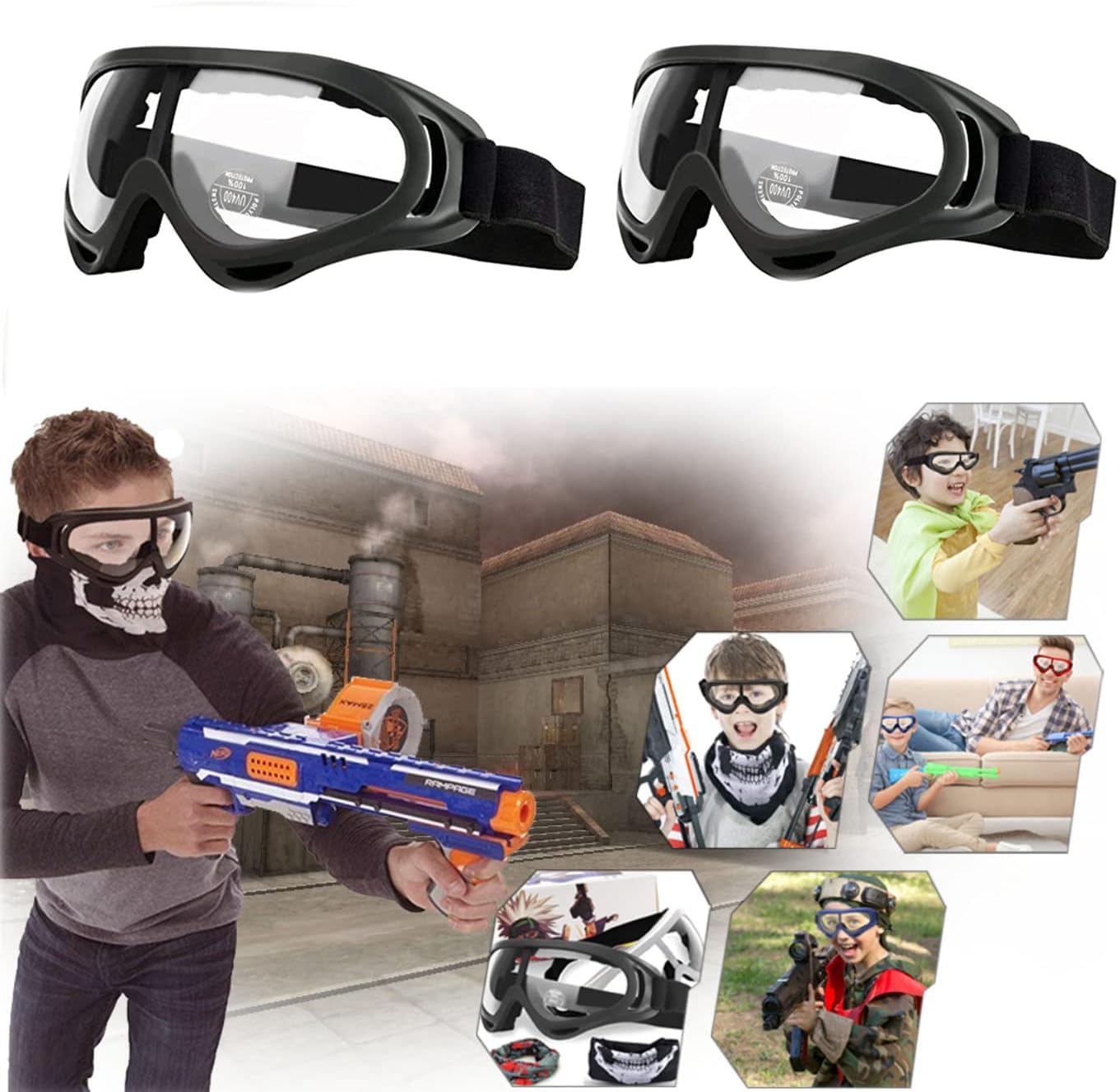 SYOSI Children’s Safety Glasses-2 Pack of Kids Outdoor Game Protective Goggles Safety Goggles Eyewear for Eye Protection & Laboratory Work Safety Glasses