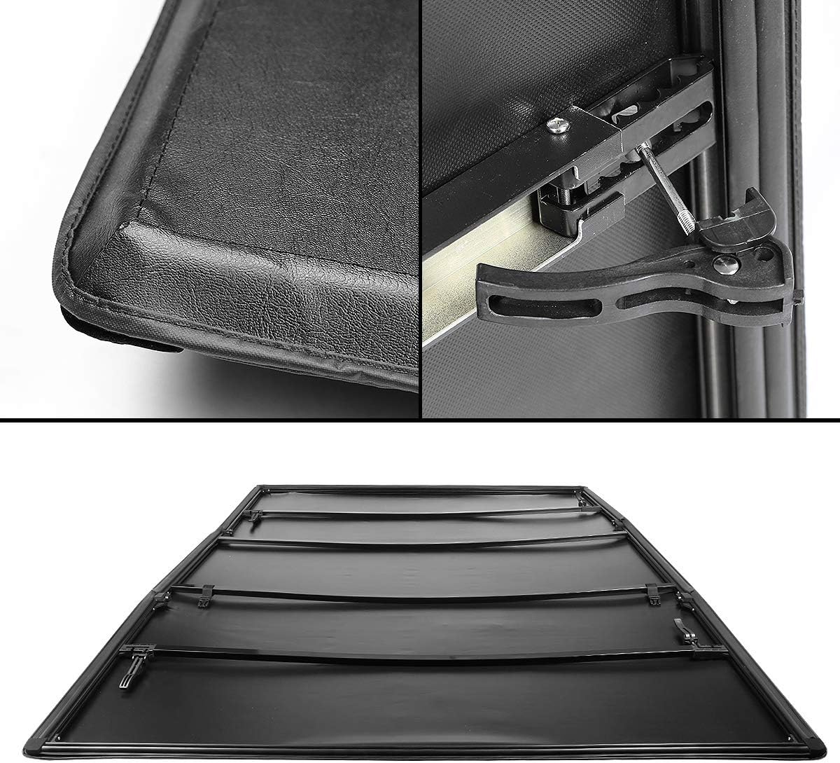 Auto Dynasty - Compatible with Ford F-150 5.5 Ft Vinyl Soft Tri-Fold Tonneau Cover