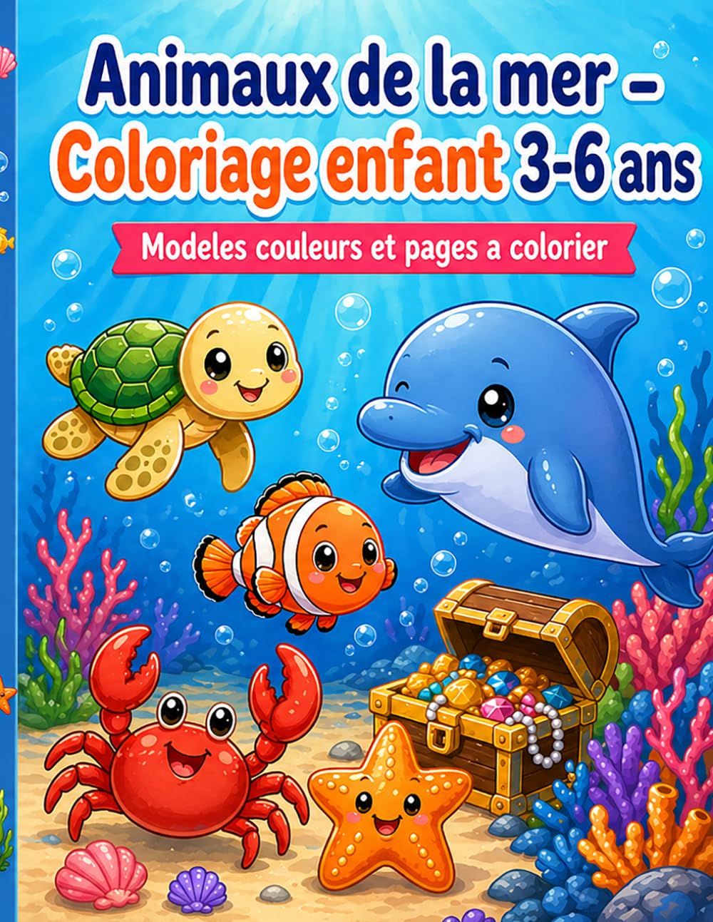 Animaux de la mer - Coloriage enfant 3-6 ans: Modeles couleurs et pages a colorier