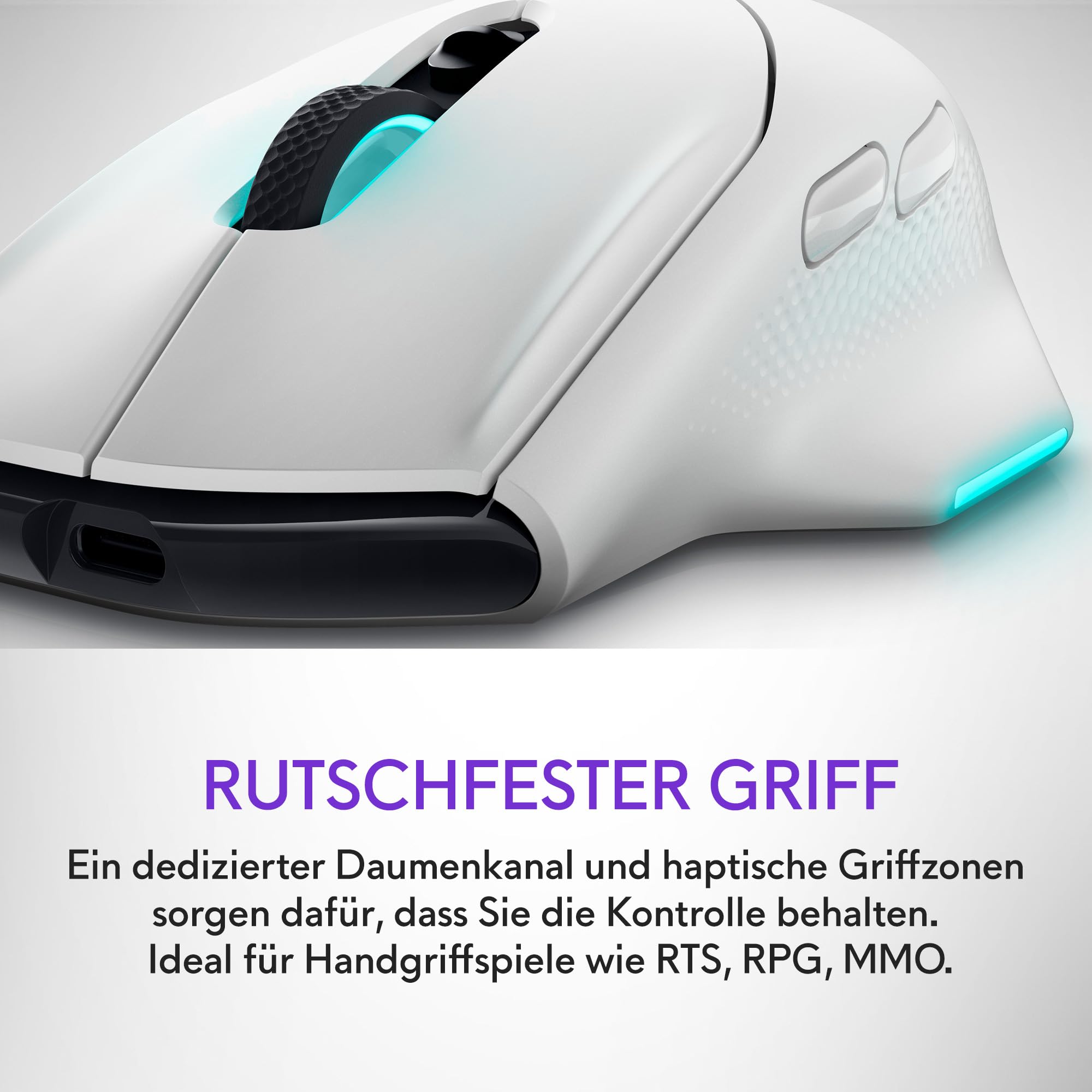 Alienware Gaming Mouse AW620M, 1 x USB Type A, 140 Stunden Akkulaufzeit | 26000 dpi, 1000 Hz Pollingrate, 7 programmierbare Tasten, 16,8 Mio. AlienFX-Beleuchtung, 99 g, 7,78 × 13,15 × 4,15 cm