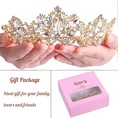 Miniatura 7 de Sppry Tiara para mujer  Corona de cristal AB barroca para novia, reina, princesa, niñas, en bodas, cumpleaños, concursos de belleza