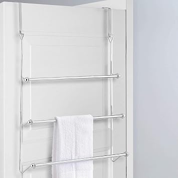 MyGift 3 Tier Over The Door Towel Rack for Bathroom, Over The Door Bath Towel Bar, Hand Towel Holder, Behind Shower Door Dryi