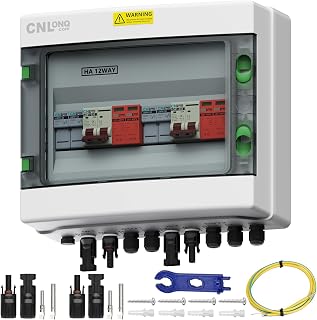 2 String Solar PV Combiner Box 2 in 2 Out IP65 DC500V 32A Circuit Breaker with Surge Protector and 30A PV Fuse,Solar Disconnect Switch Outdoor Waterproof for Solar Panels System
