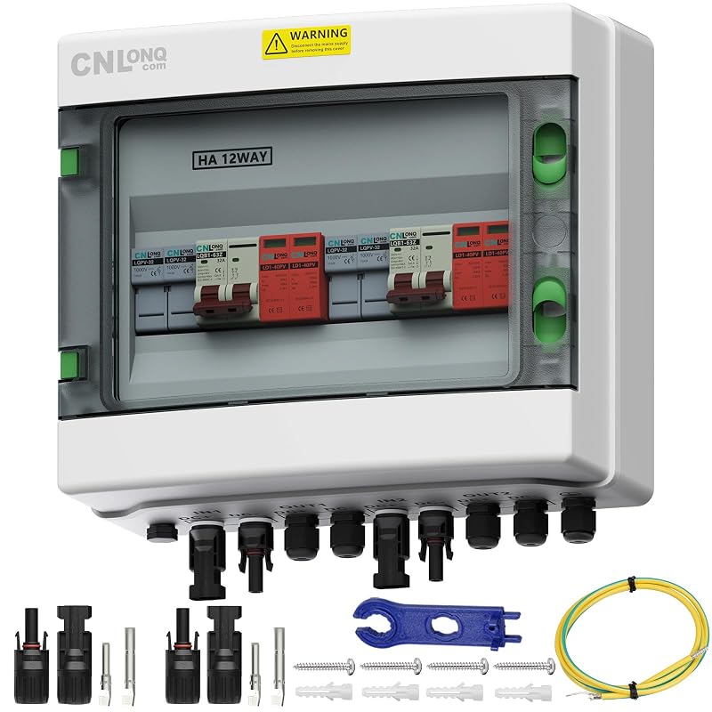 Caixa combinadora solar fotovoltaica CNLonQcom 2 entradas e 2 saídas IP65 com disjuntor DC500V, DPS e fusíveis 1 unidade
