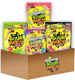 Sour Patch Kids, Sour Candy Variety Pack, Sour Patch Kids Original 355g, Cherry Blasters 355g and Watermelon 355g, Berries 185g, Gummy Candy, School Snacks (Box of 4 items)