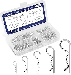 BONXAXK 50 Pack Cotter Pins Assortment Kit - Heavy Duty R Clips, 5 Sizes Spring Fasteners for Trailer Hitch, Trucks, Lawn Mowers
