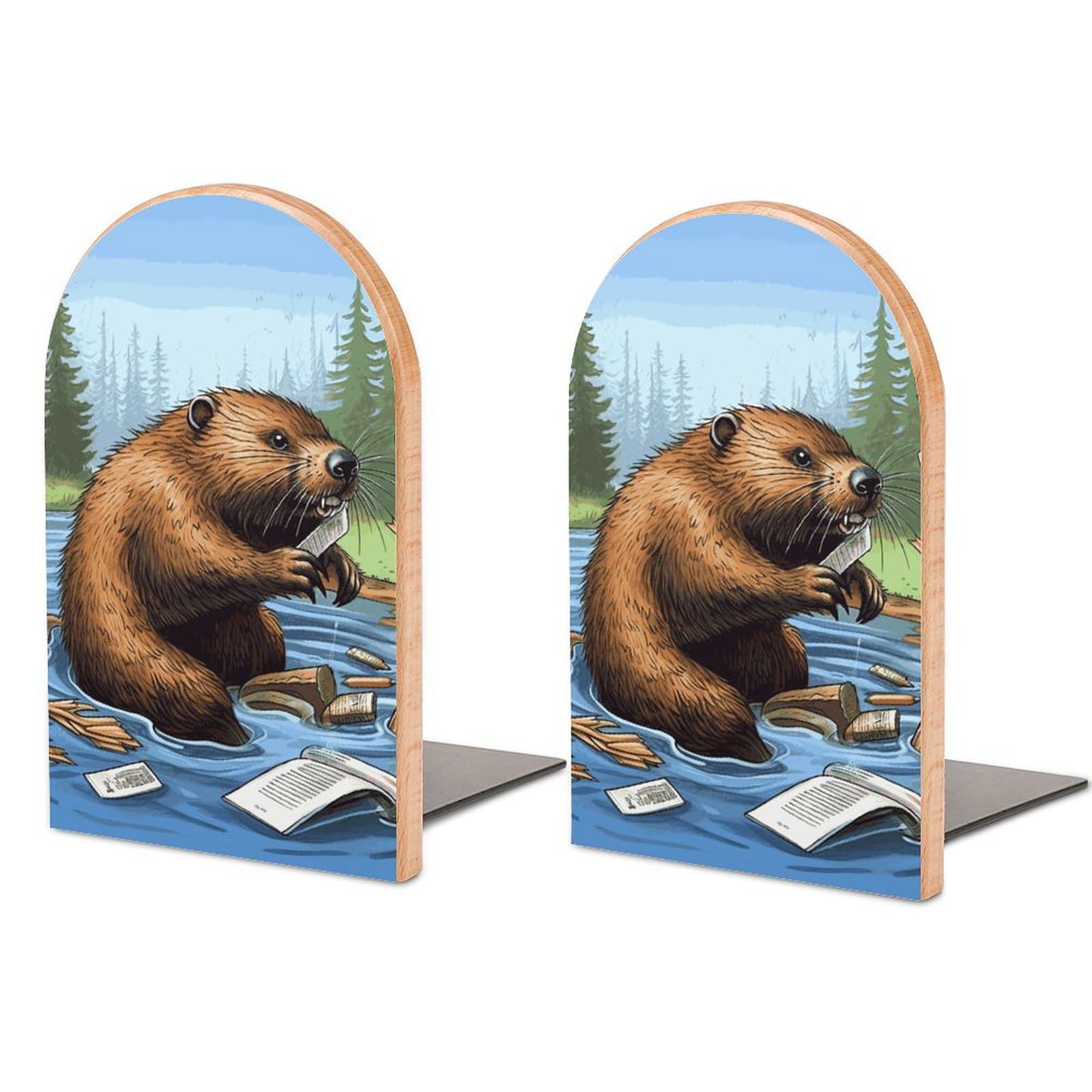 Serre-livres motif castor à offrir aux passionnés de lecture et de nature