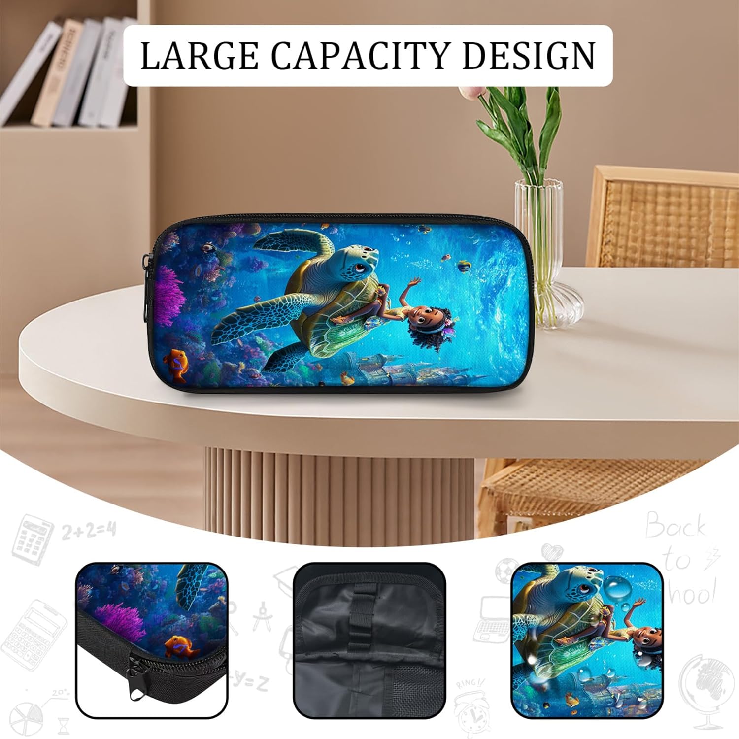 Sea Turtle Backpack Set for Girls 3PCS Blue Ocean School Bag with Lunch Box Pencil Case Kids Backpacks Toddler Elementary Bookbag 16 Inch