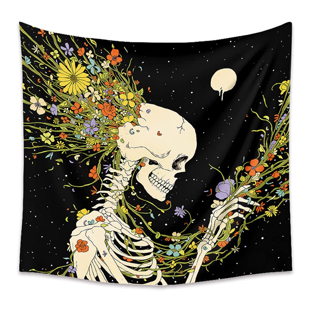 Lichi Skeleton Tapestry, Wall Art Wall Decor Apartment Home Dorm Wall Decorations for Living Room Bedroom Skull Tapestries - 130 * 150cm