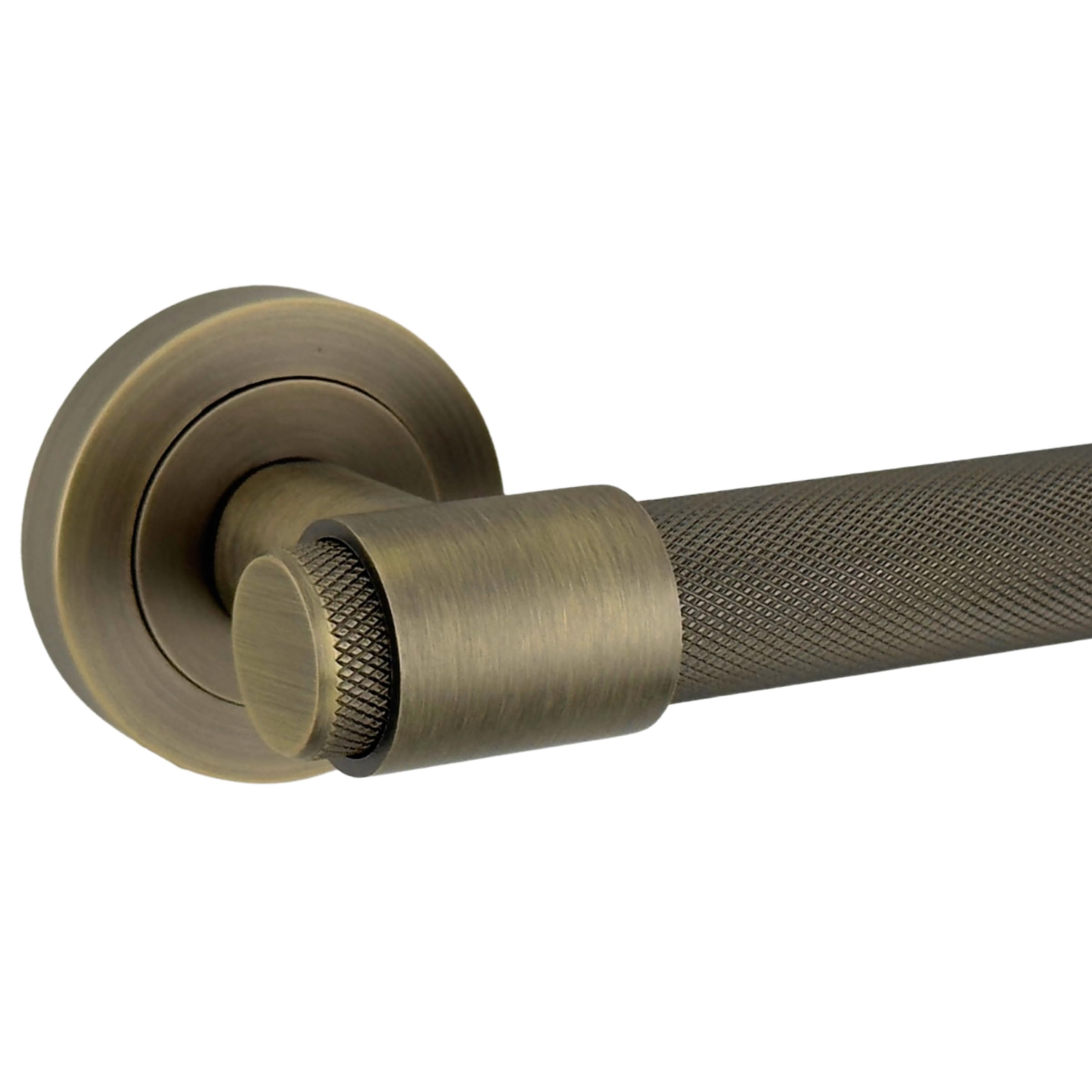 AXS Dakota Internal Door Handles on Rose – Lever Handle Pair for Wooden Doors – Modern Concealed Fix – Fits Standard UK Tubular Latch (Antique Brass, Handles Only)