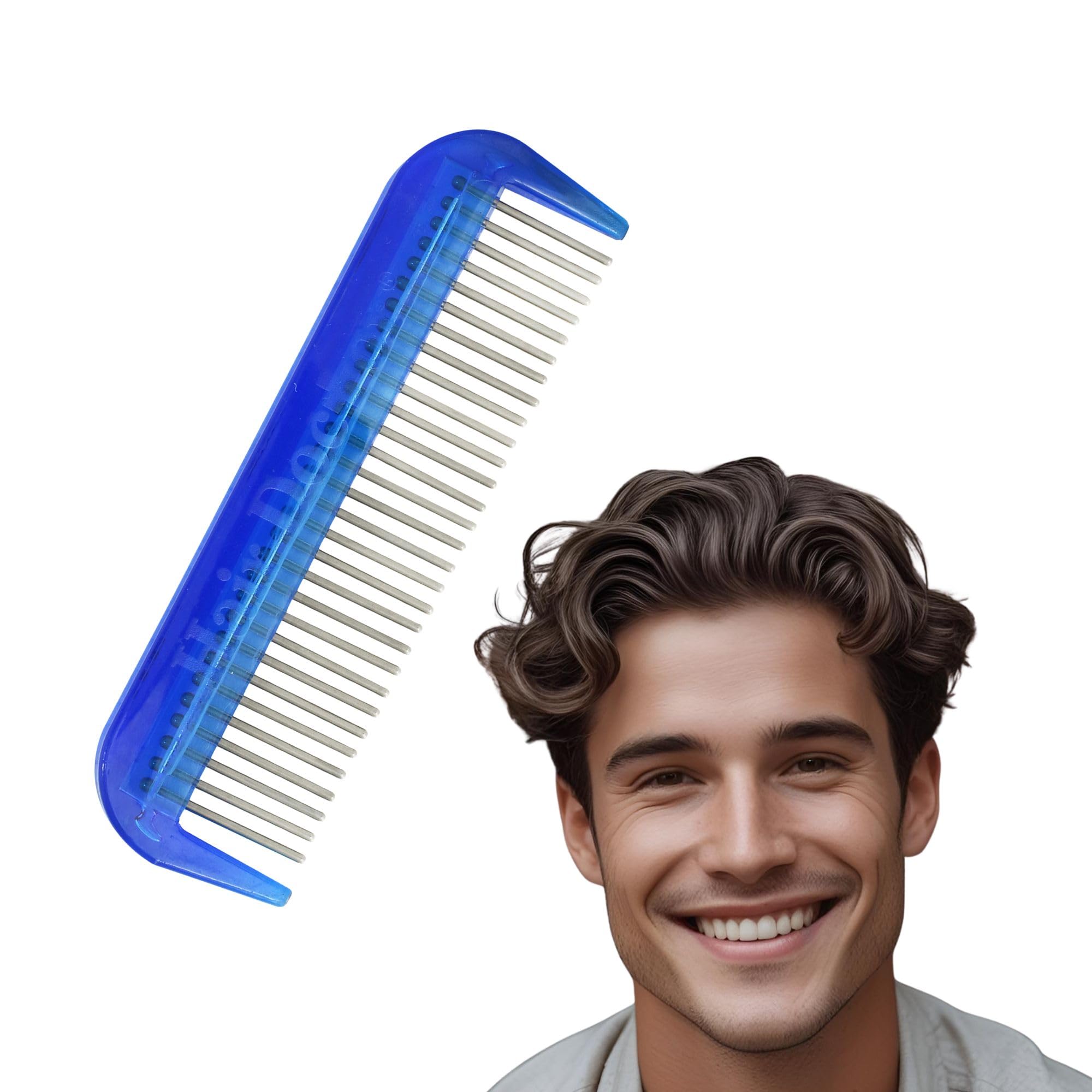 Hair Doctor 4" Mini Comb with silky smooth rotating teeth, reduces hair breakage and hair loss (Blue)