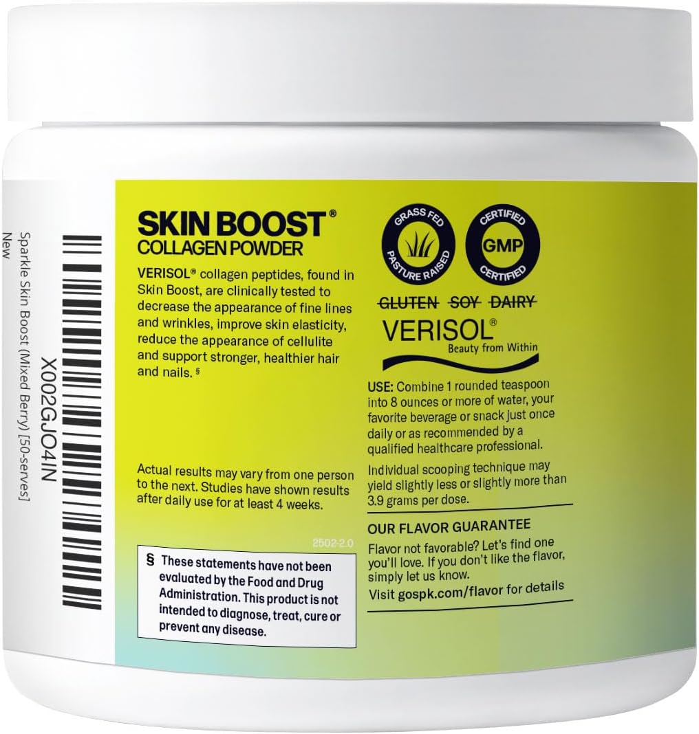 Sparkle Wellness VERISOL Bioactive Hydrolyzed Collagen Peptides | Collagen Powder Supplement with Vitamin C for Skin, Hair & Nail Health | Skin Boost (Mixed Berry) [50-Serves] - Image 2