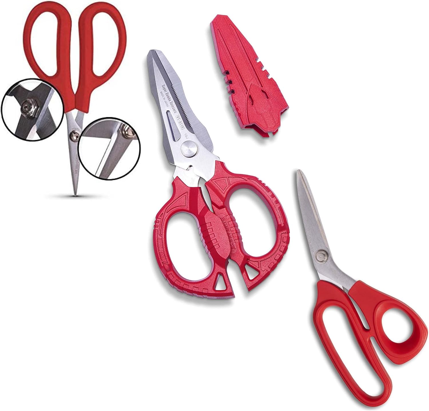 VamPLIERS VT-2951 6 1/4" Fiber Optic Kevlar Cutter + VT-2953 8" Fiber Optic Kevlar Shears + VT-011 Super Combo Scissors (Made in Japan)