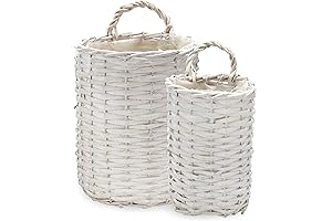 AuldHome Artificial Hanging Flower Baskets: Rustic Farmhouse Charm for Walls and Doors