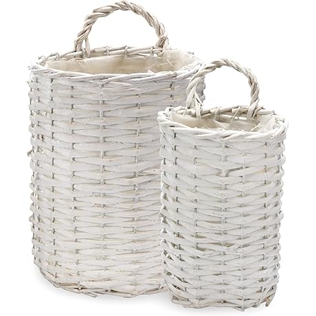 AuldHome Artificial Hanging Flower Baskets: Rustic Farmhouse Charm for Walls and Doors