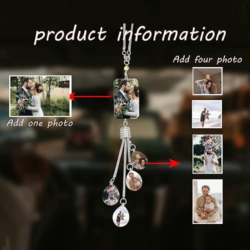 Vista 34 de AIFLM Adornos para colgar en el auto con fotos personalizadas, espejo estético personalizado, accesorios para el interior del automóvil, accesorios
