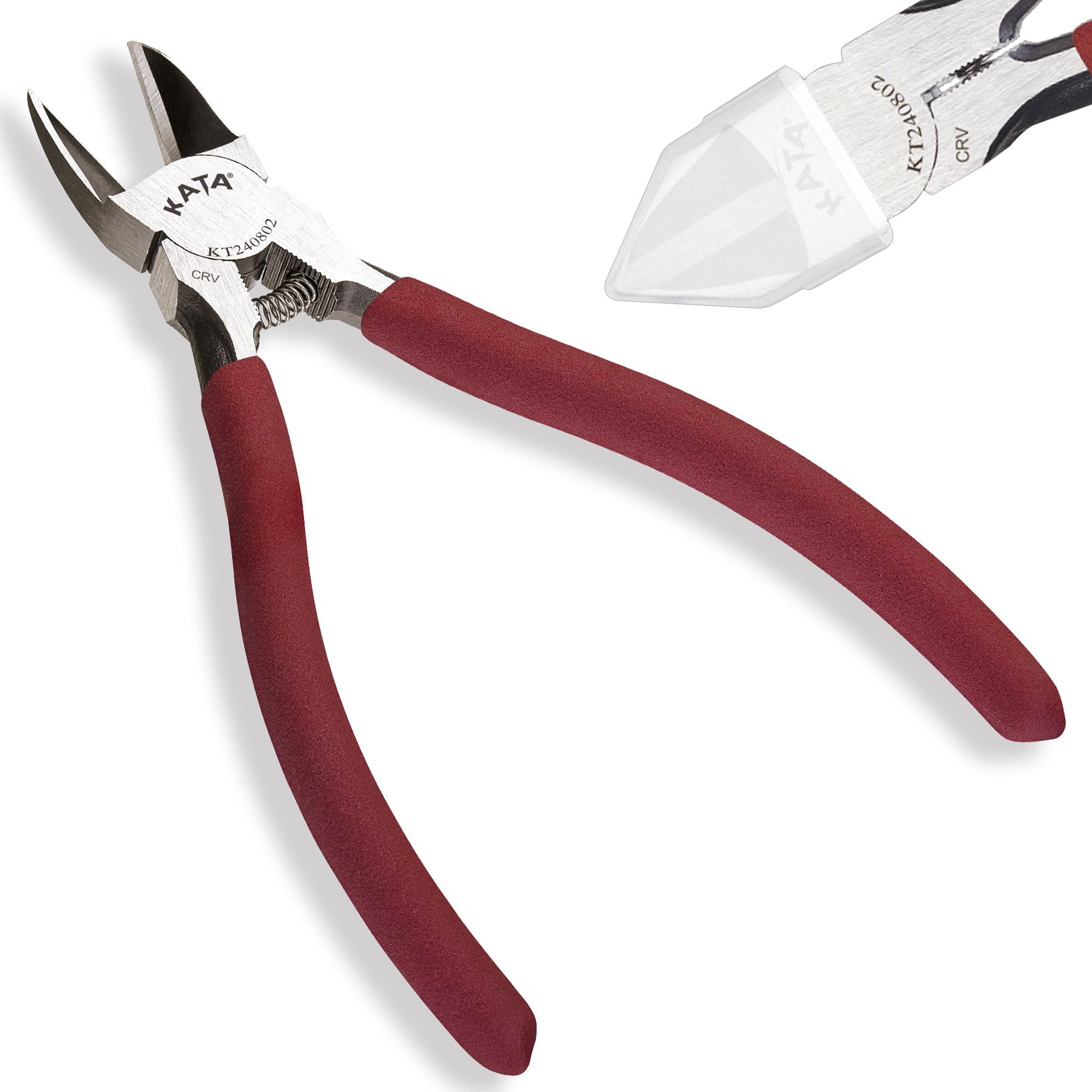KATA 6-Inch Flush Cut Wire Cutters, Heavy Duty Side Cutter Pliers with Safety Cap, Sharp Snips for Crafting, Zip Ties, Floral Wire, Electrical,