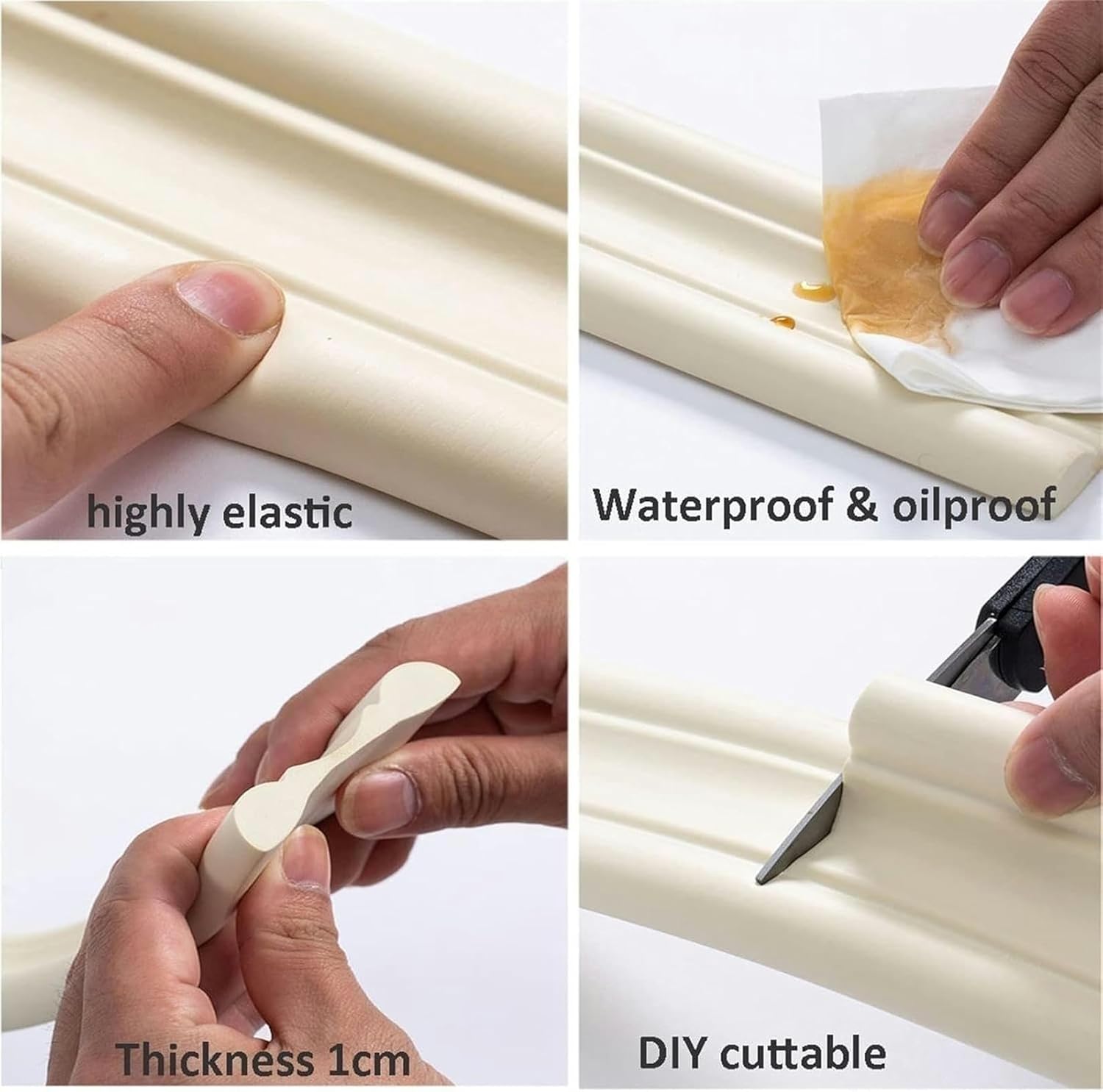 16.4ft Extra Thick Wall Edging Strip Self Adhesive Crown Molding Trim Flexible Furniture Table Edge Protectors Baby Safety Bumper Guard, Ceiling Molding Baseboard Wall Trim Wallpaper Border