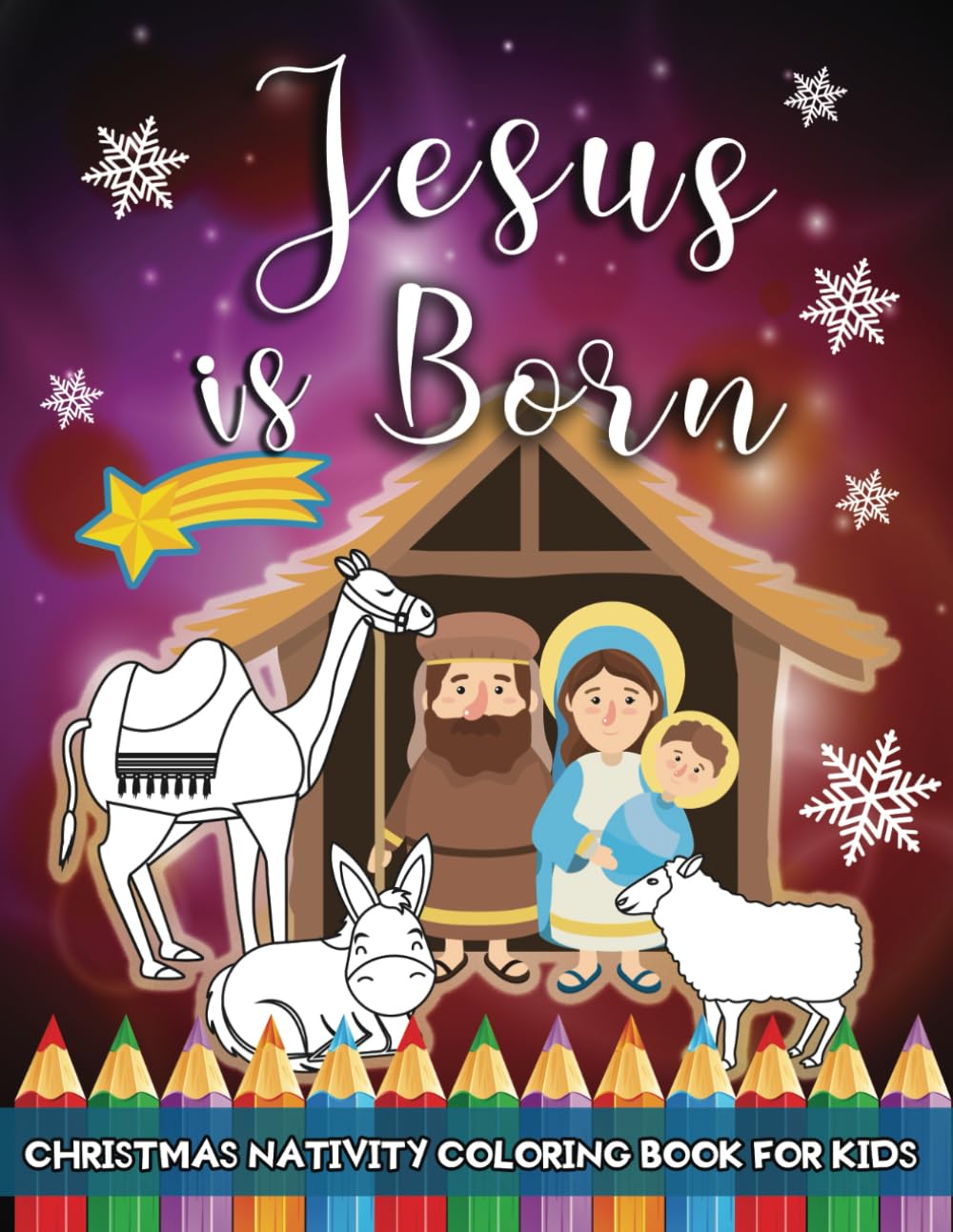 Jesus is Born Christmas Nativity Coloring Book for Kids: Religious Simple Coloring Pages for Preschool and Primary students