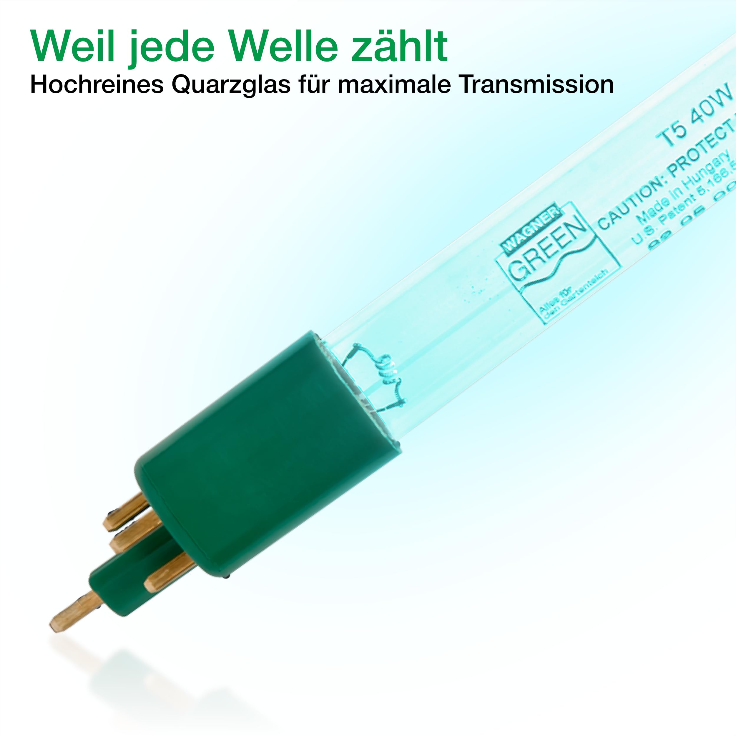 Ersatzlampe Tauchstrahler und Flex-UVC Geräte, Ersatzbrenner für UV-C Klärgeräte von Wagner Green, gegen Algen im Teich (40 Watt)