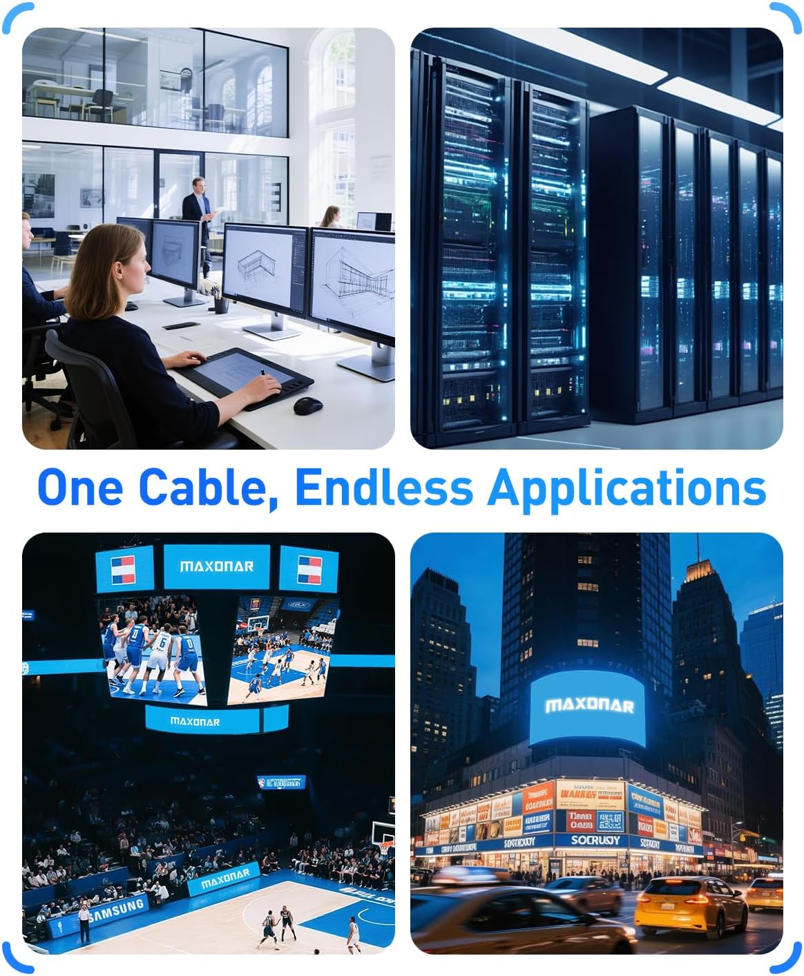 Maxonar HDMI 2.1 Cable 15FT, [Certified] Ultra High Speed Long HDMI Cables, 8K60 4K120Hz 144Hz 48Gbps HDCP 2.2&2.3 eARC HDR Dolby for PlayStation 5/PS5 Xbox Series X Apple TV 4K Roku/Samsung/Sony TV