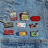 Broschenart: Broschen TZZD Film-Karten-Brosche Süßigkeiten-Automaten Punk Film Emaille Pin Kino Cartoon-Kamera Netter Flugticket Regenbogen-Koffer-Revers-Stifte (Größe : 4 2)