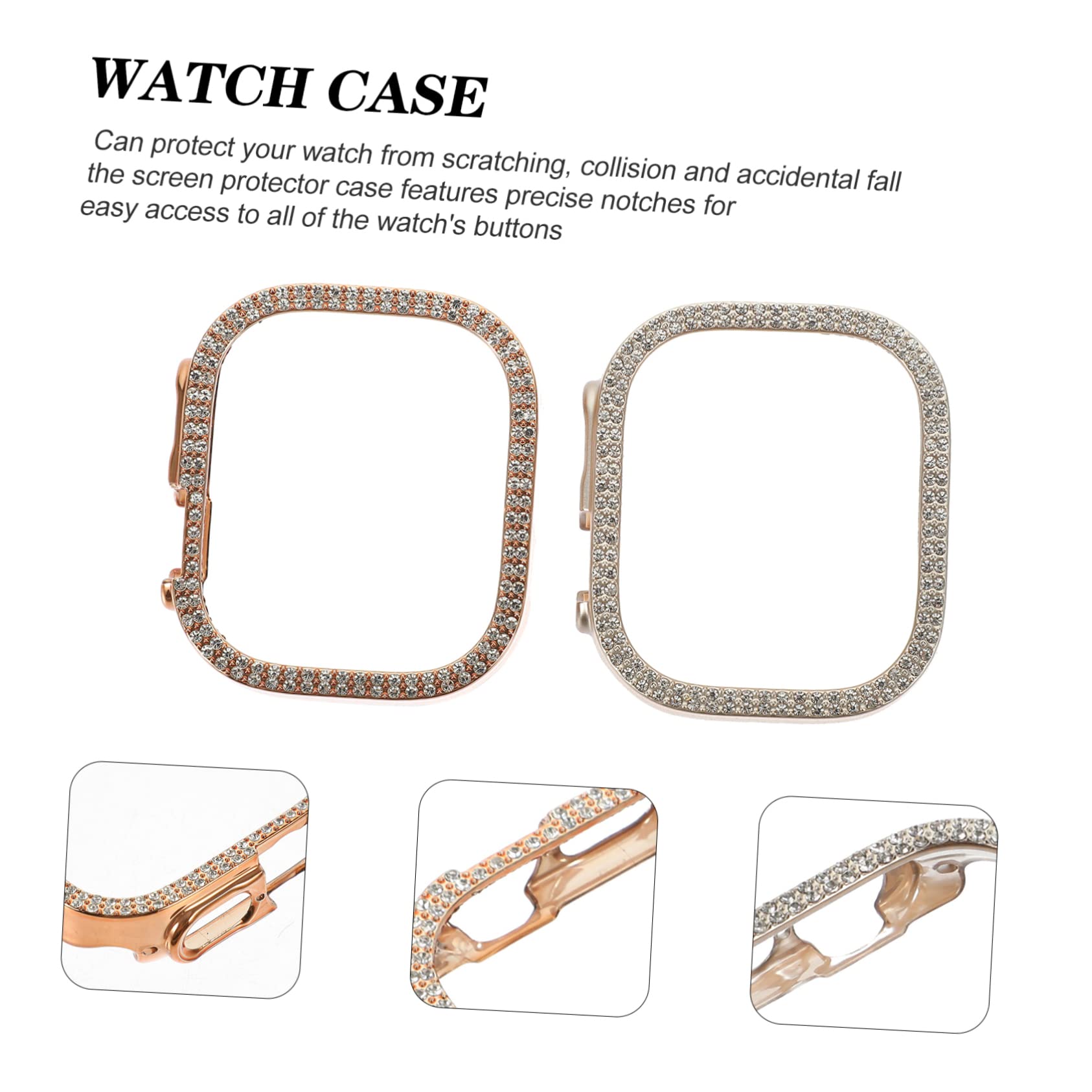 UKCOCO 8piezas Funda Bling para Watch Protector De Pantalla Anti-rasguños y Anti-Shock Doble Rosa Doble Accesorio y Práctico para Mujer