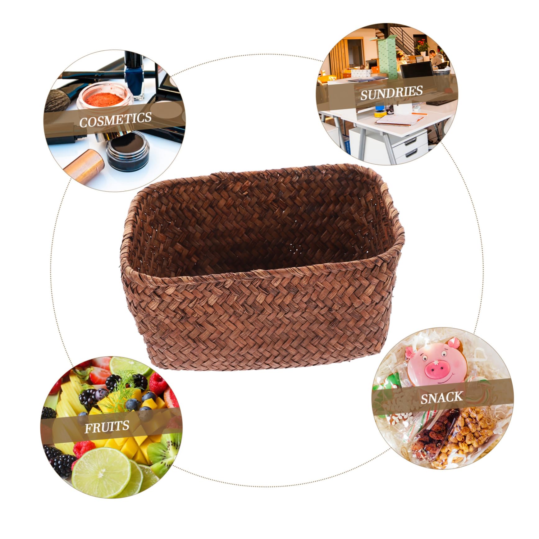 SOLUSTRE 1pc Seaweed Basket Large Woven Storage Basket for Fruit Decorative Kitchen Use No Paint No Staining Seagrass Retro Style