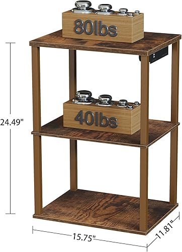 Miniatura 3 de SUNMORY Bedside Table with Charging Station & Dimmable LED Lights,End Table with 2 USB Ports & Outlets,Stylish Furniture Side Table for Small Spaces