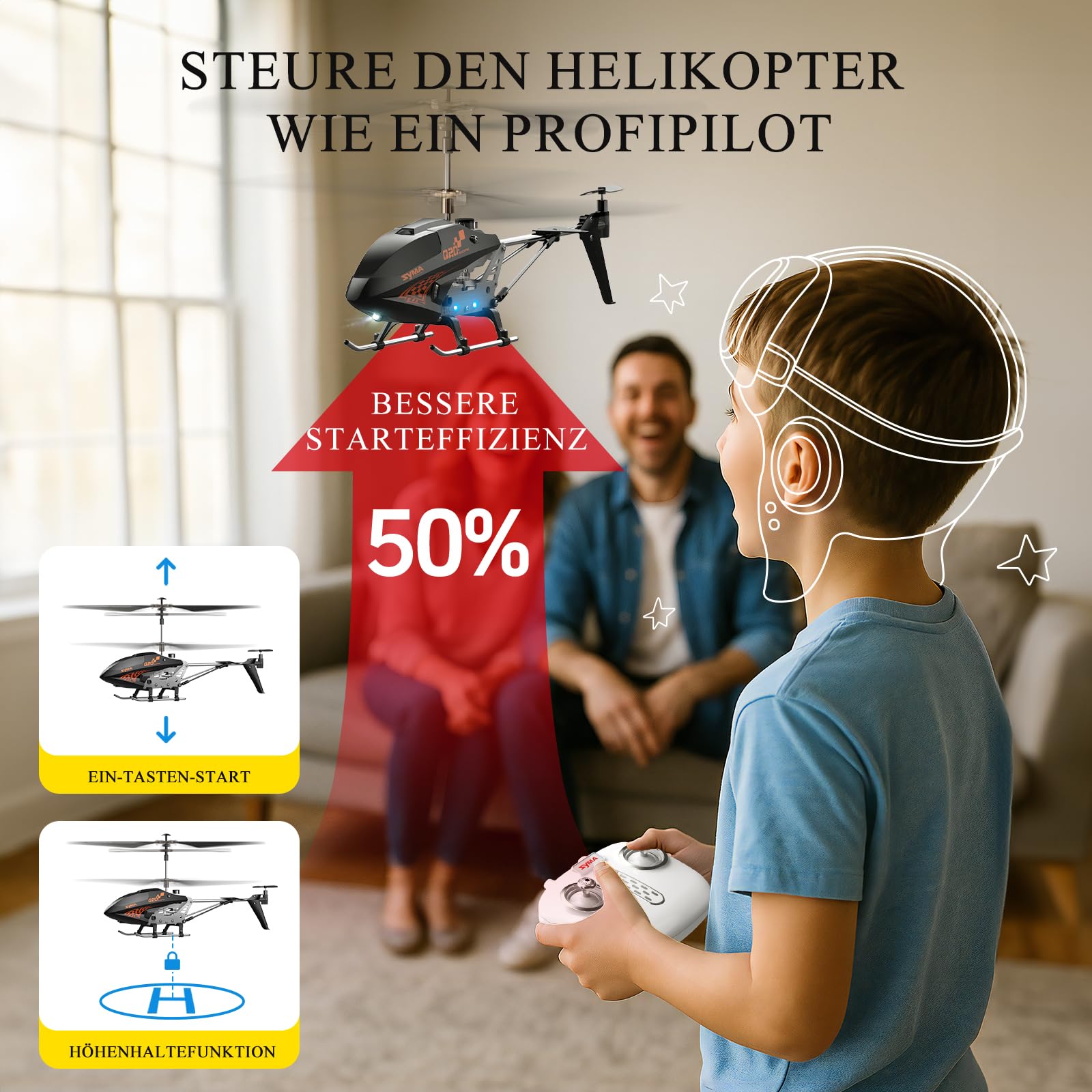 Syma Q20 RC Hubschrauber für Kinder 8-12 und Anfänger, ferngesteuerter Hubschrauber mit Höhenhaltung, 2 Geschwindigkeitsmodi und Gyroskop, Legierung Körper Indoor Flying Helicopter Spielzeug