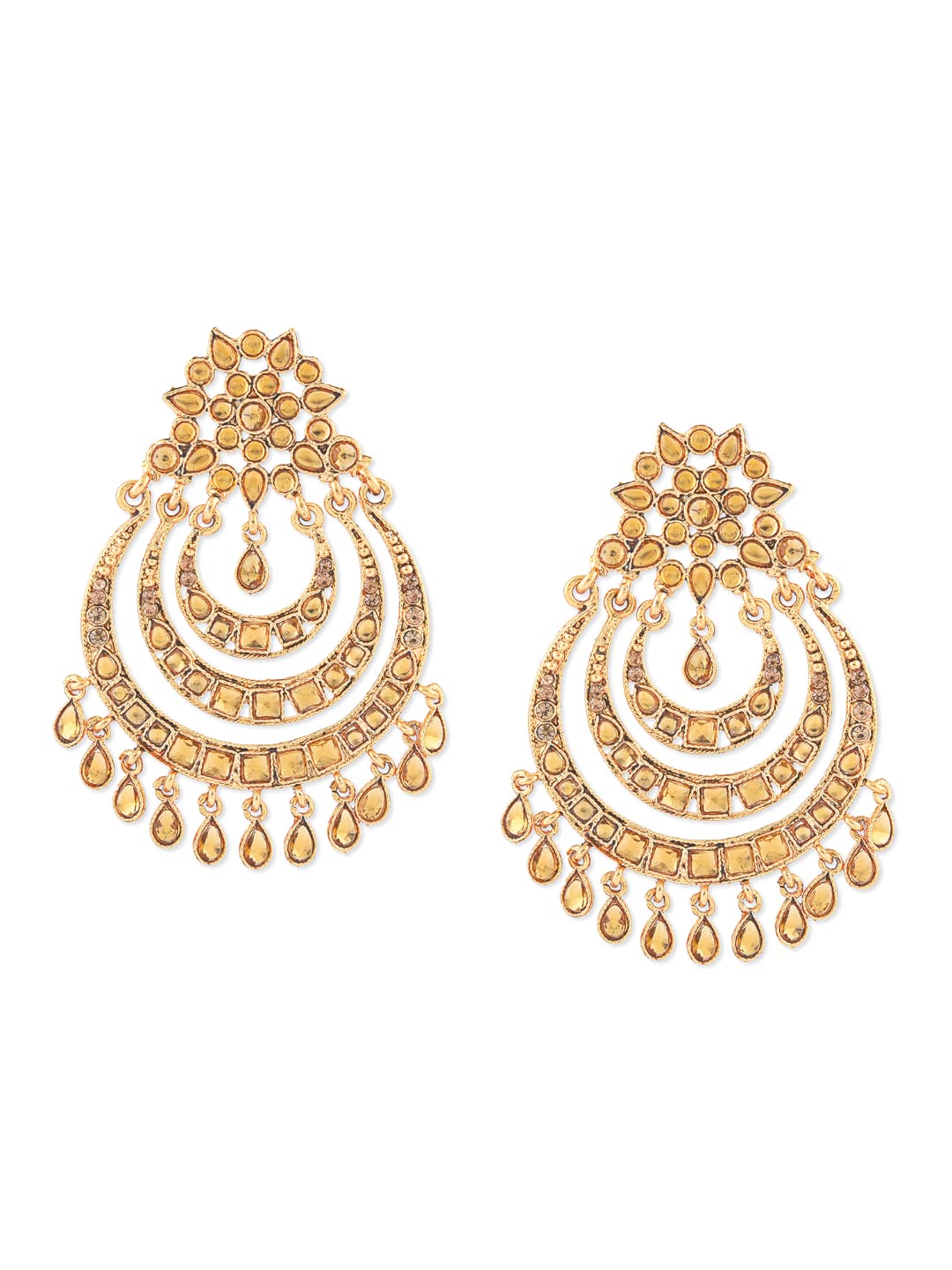 ZAVERI PEARLS Gold Tone Metal Base Metal Layered Traditional Chandbali Earring For Women-ZPFK9287 (B081N56C4J) Amazon Price History, Amazon Price Tracker