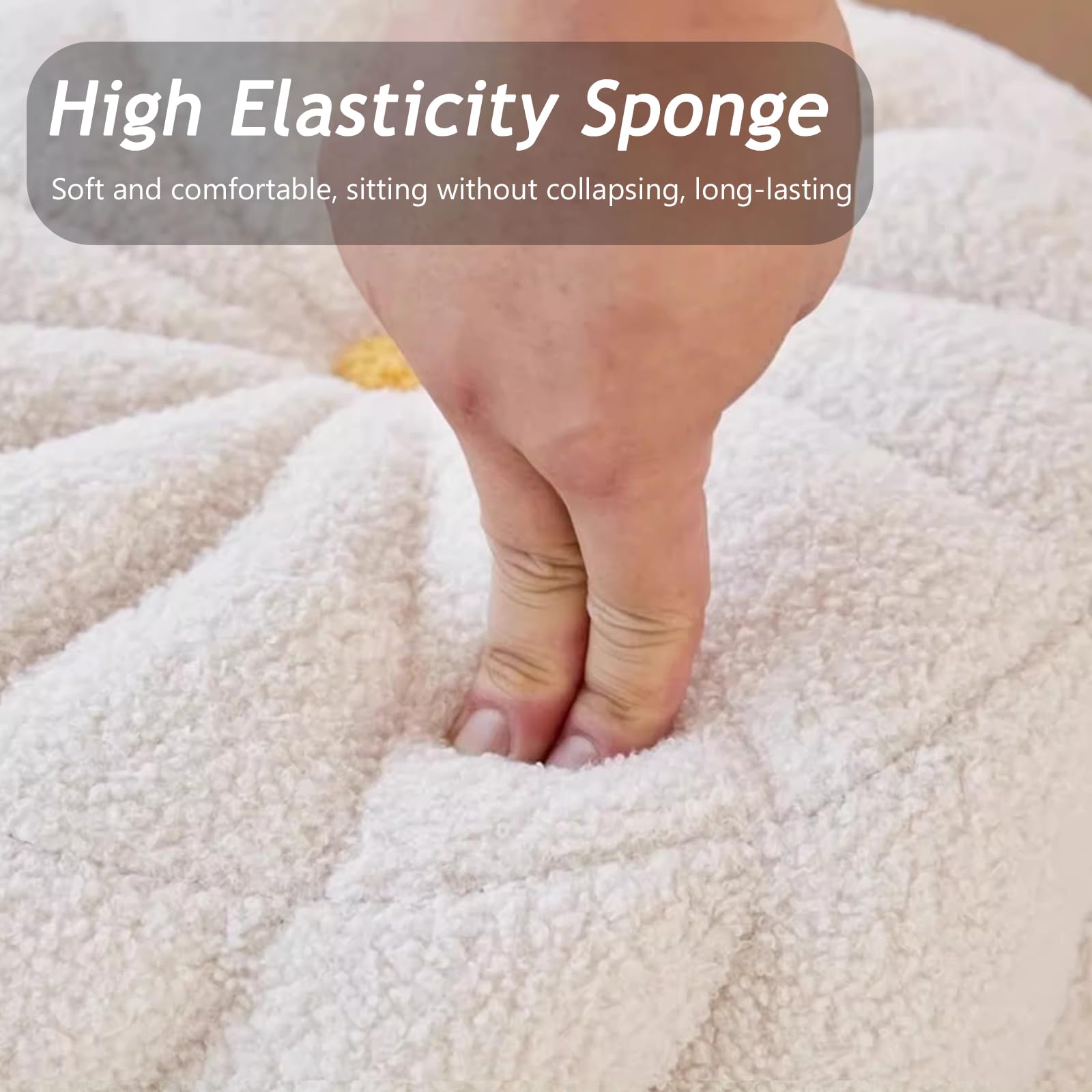 Moderno ottomano rotondo con seduta morbida imbottita, sgabello multifunzionale in pile per trucco, poggiapiedi imbottito per soggiorno camera da letto