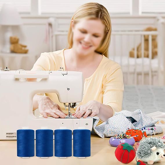 4 Spools All Purpose Sewing Thread 1000 Yards, Polyester Threads for Sewing Machine, Sewing Machine Supplies for Beginners, Hand Stitching, Quilting, Serger