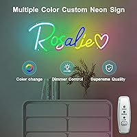 Vista 3 de Letreros de neón personalizables, letrero de neón personalizable para decoración de pared, 10 modos de luz LED grandes personalizados para bodas