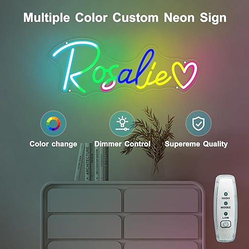 Miniatura 3 de Letreros de neón personalizables, letrero de neón personalizable para decoración de pared, 10 modos de luz LED grandes personalizados para bodas