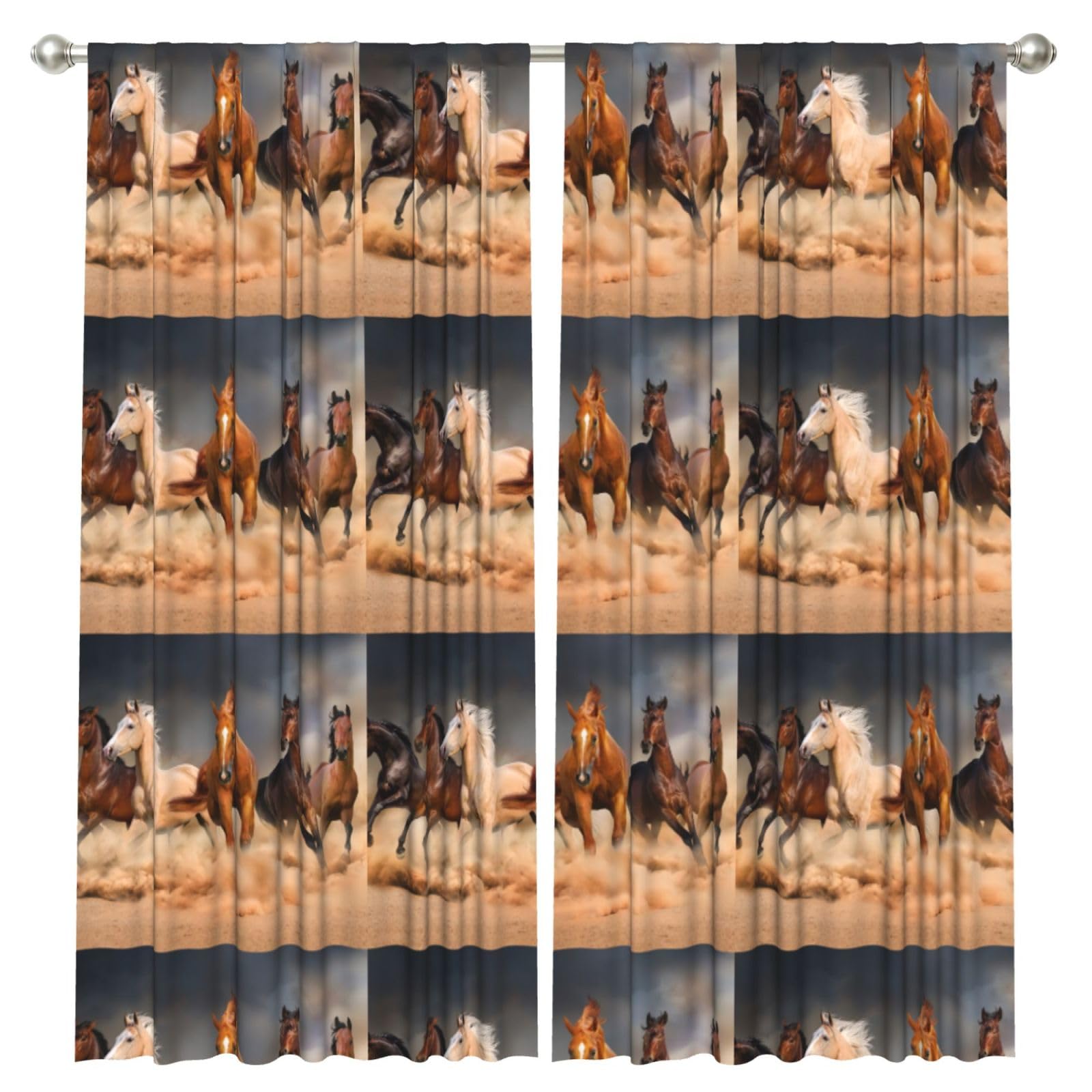 InOmak Horse Running, 2 Panels Window Curtains 52 x 84 Inch Blackout Curtains for Living Room Bedroom