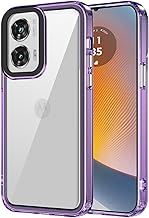 GOKEN Cover per Motorola Moto G85 5G - Trasparente Custodia con Bordo in Silicone TPU Morbido, Schiena in PC Rigido, Resistente, Antiurto - Case -Bordo viola
