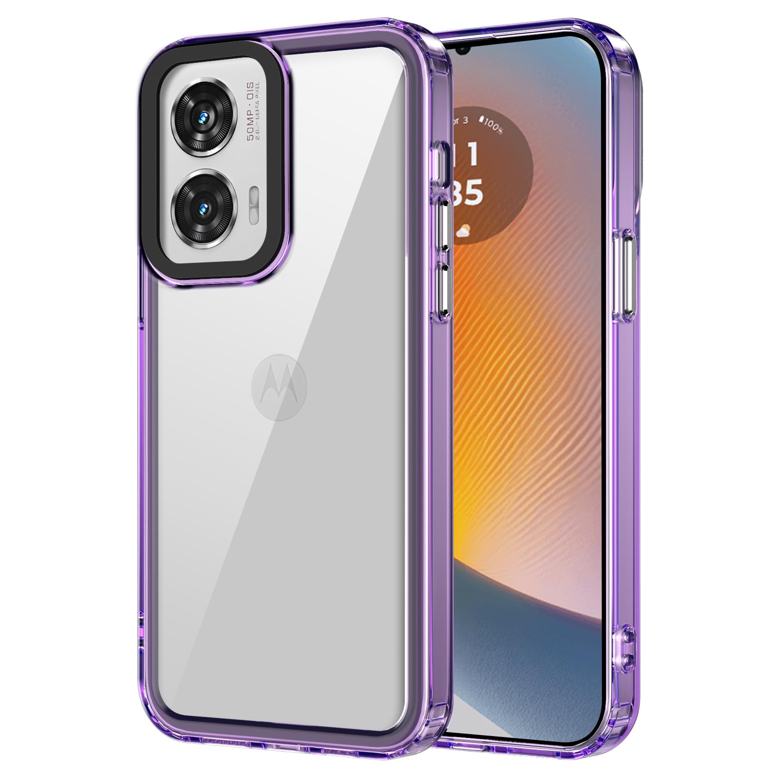 BORYA Cover per Motorola Moto Edge 30, Ultra Sottile Antiurto Premium TPU+PC Bumper Custodia, Morbida Silicone Trasparente Case[Proteggi Schermo Integrato], Viola chiaro