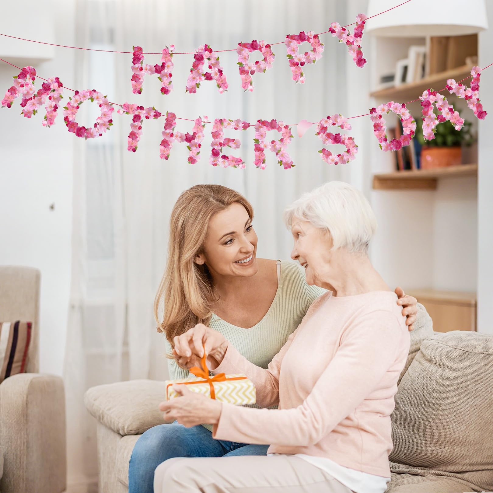 Muttertags-Hintergrund 180x110 Cm – Blumen-Banner, Fotohintergrund, Wiederverwendbar, Polyester