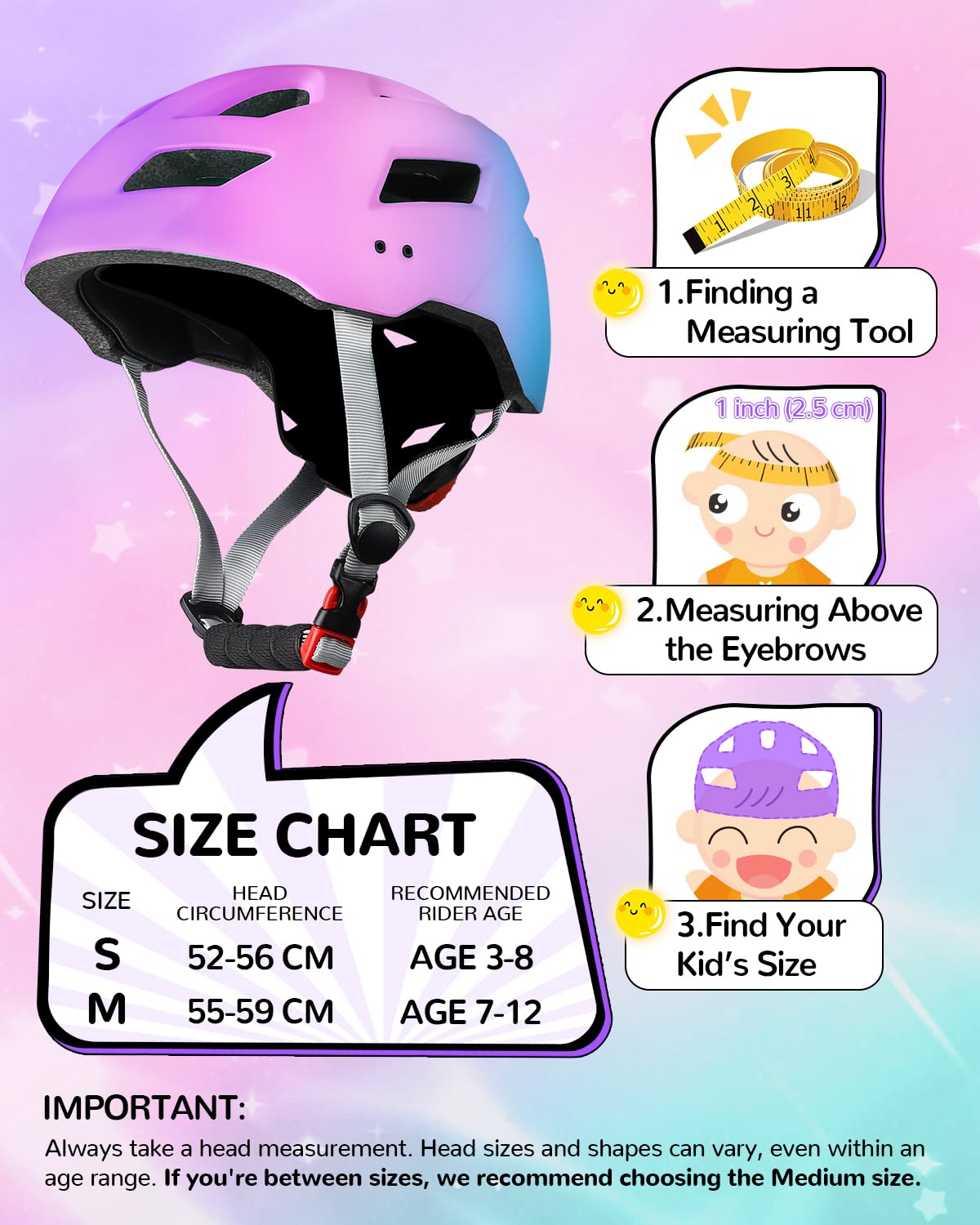 Kinder Fahrradhelm für Mädchen Jungen, Verstellbarer Kinderhelm Radhelm Skaterhelm Sporthelm für Skateboarden Radfahren Inlineskaten, 52-56 cm