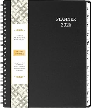 2026 Planner - Calendar Planner 2026, 8" x 10", Jan. 2026 - Dec. 2026, 2026 Planner Weekly & Monthly, Strong Twin-Wire Binding, 12 Monthly Tabs, Improving Your Time Management Skill