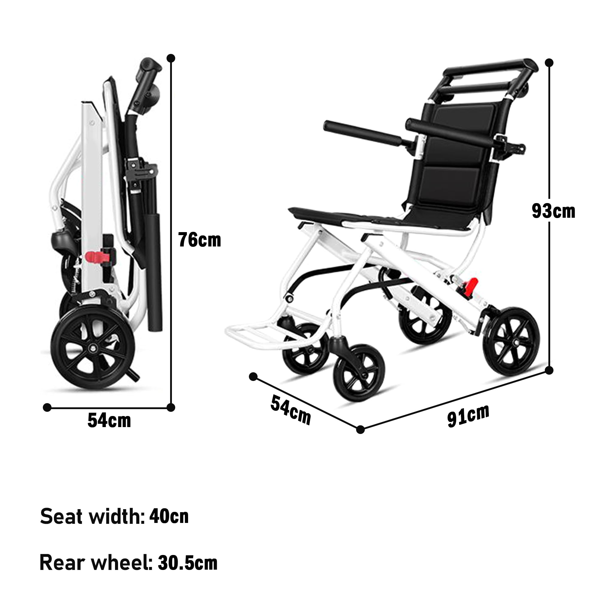 Leichter faltbarer Rollstuhl für Erwachsene – ergonomischer Aluminiumstuhl, 6 kg, 100 kg für ältere Menschen und Behinderte, perfekt für Reisen