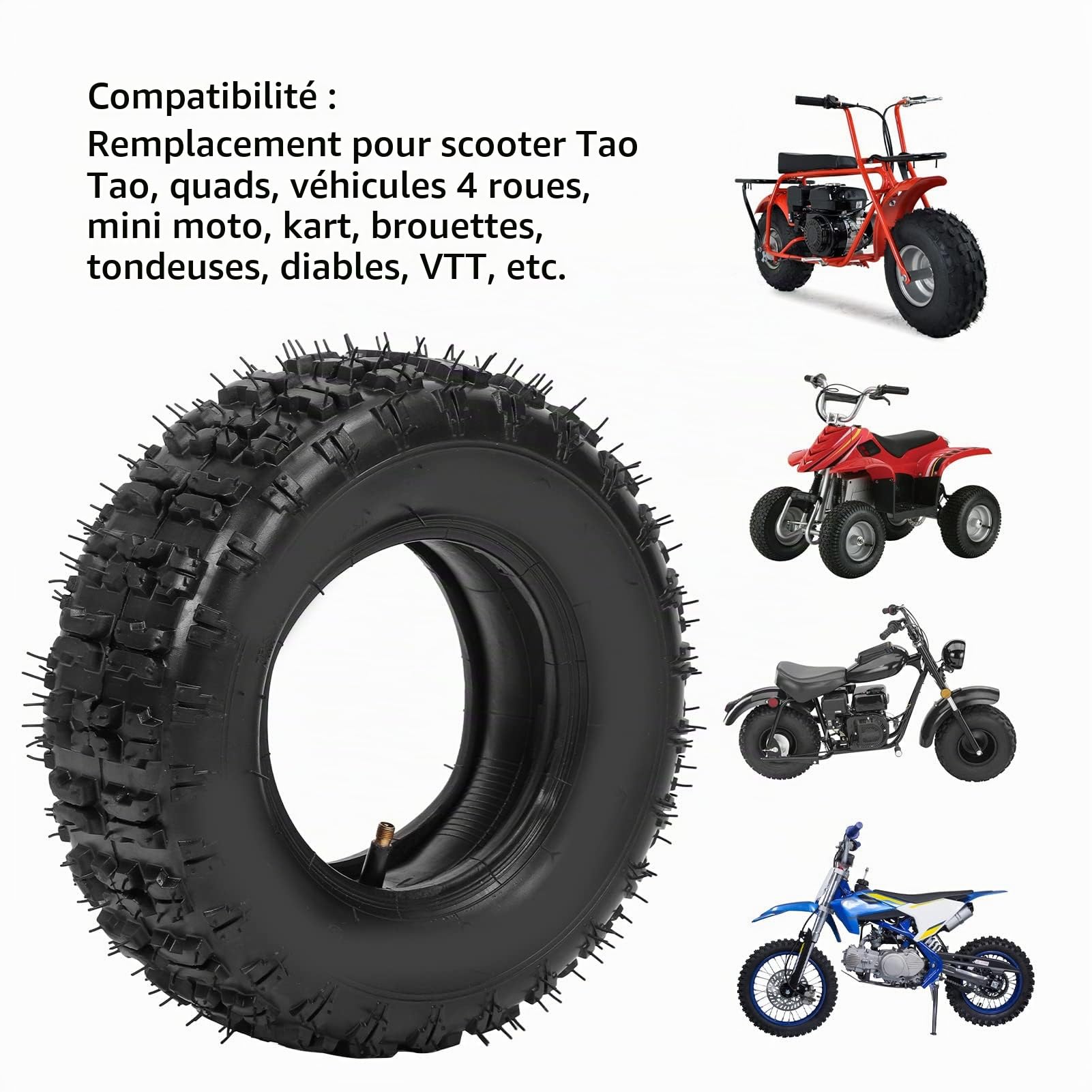 BuyWeek Jeu de Pneu et Chambre à Air, Pneus en Caoutchouc 13x5.00‑6 et Chambre à Air 3.5/4.0‑6, Résistant aux Perforations Antidéflagrant, pour Dirt Bike ATV UTV Tondeuse à Gazon