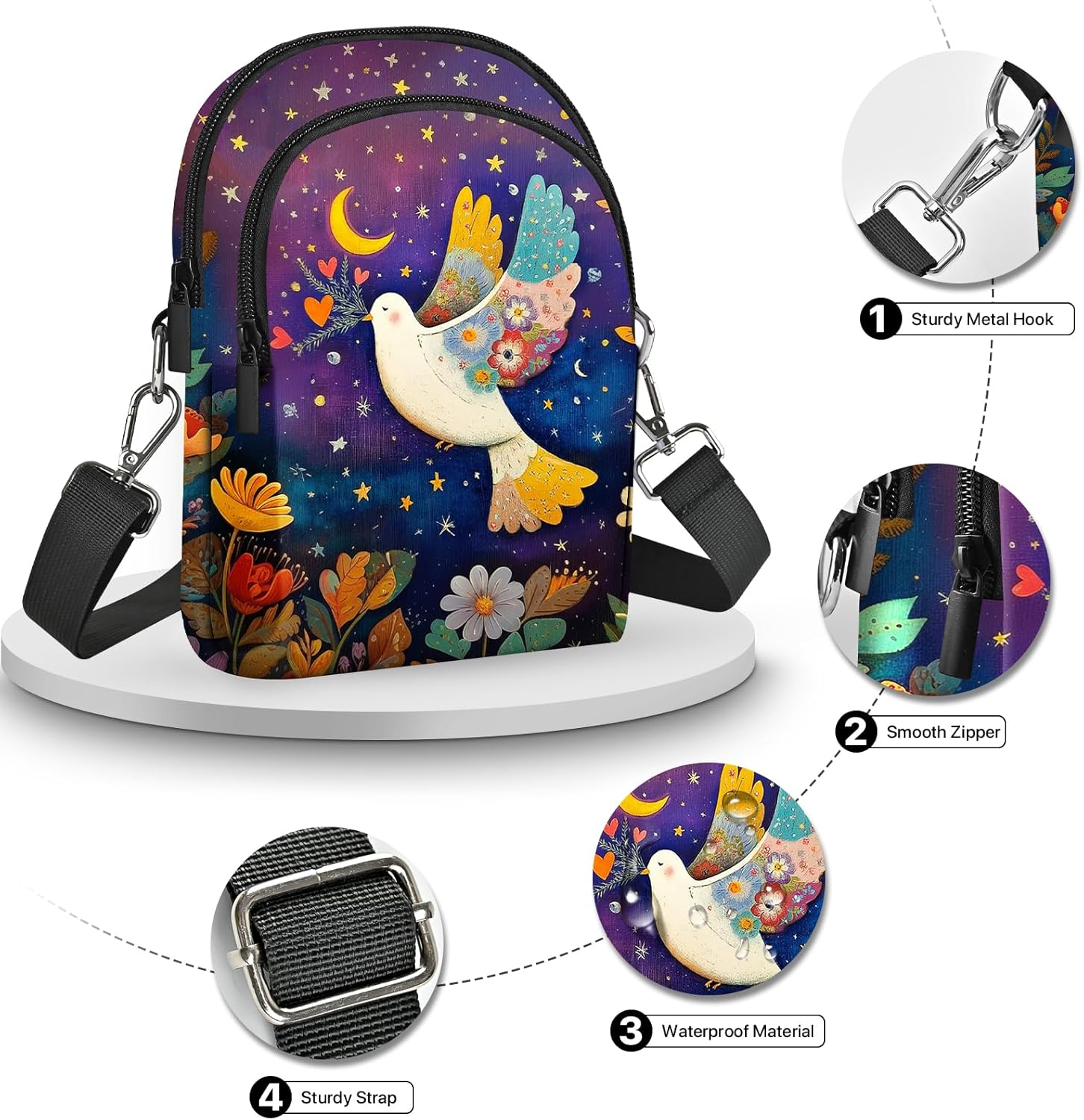 Crossbody Bags for Women Cell Phone Crossbody Bag Casual Over Shoulder Handbag Purse Lightweight with Adjustable Strap - Image 6