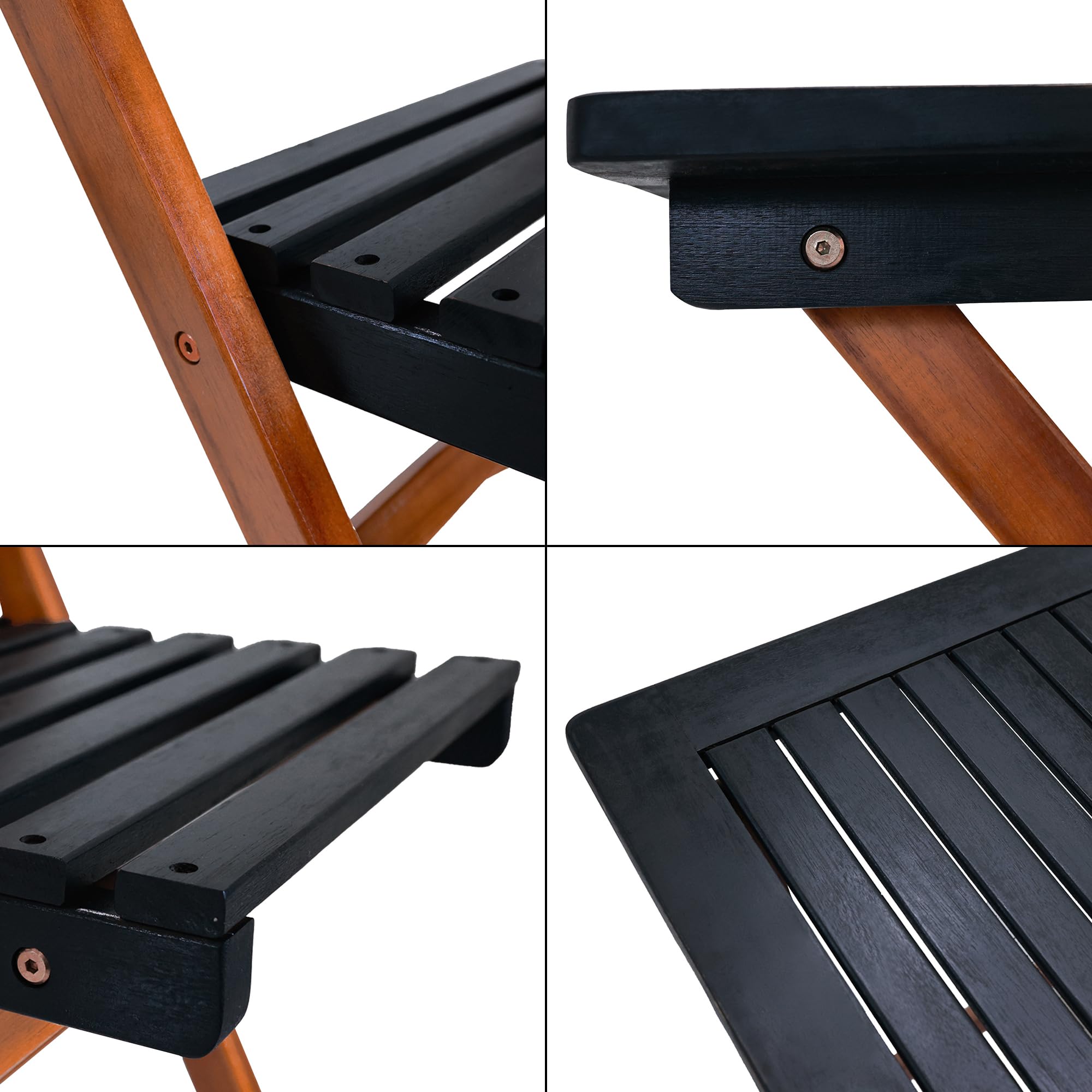 [en.casa] Set da Pranzo per Esterno in Legno di Acacia Oliato Tavolo con Piano Rettangolare e 4 Sedie Mobili Pieghevoli da Giardino Patio Terrazza