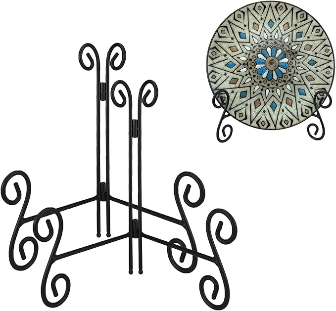 HEMYLU Easel Stand, 8 Inch Plate Stand, 2 Pack Metal Plate