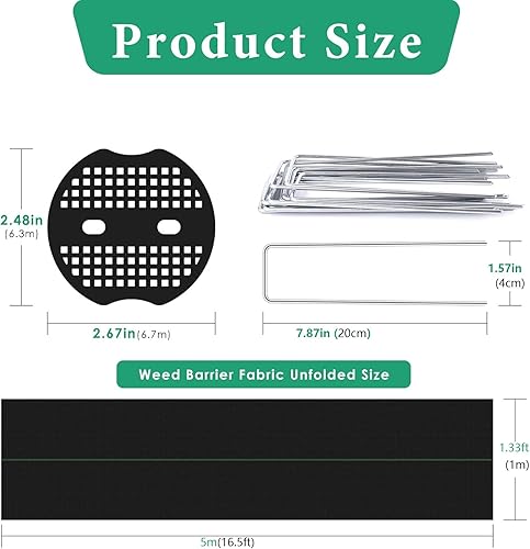 Miniatura 8 de Tela resistente de 6 onzas, barrera de malas hierbas, tela de jardín no tejida, cubierta de suelo de 1.33 pies x 100 pies, rollo