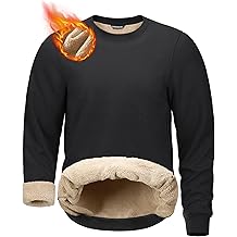 Sherpa Lined Sweatshirts for Men Fleece Crewneck Sweatshirt Pullover Warm Shirts for Winter